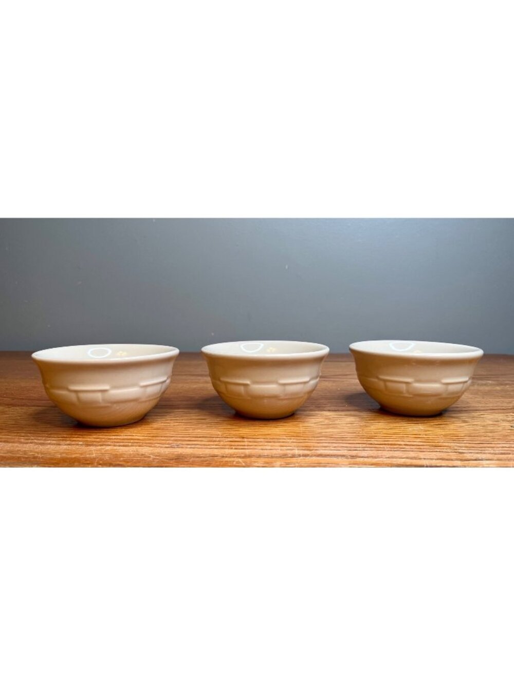 Set of 3 Longaberger Ivory Woven Traditions 4" dessert bowls